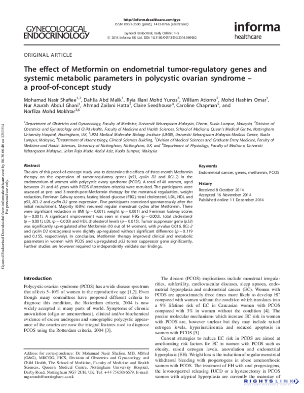 (PDF) The effect of Metformin on endometrial tumor-regulatory genes and ...