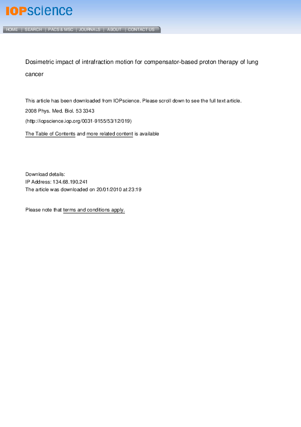 (PDF) Dosimetric impact of intrafraction motion for compensator-based ...