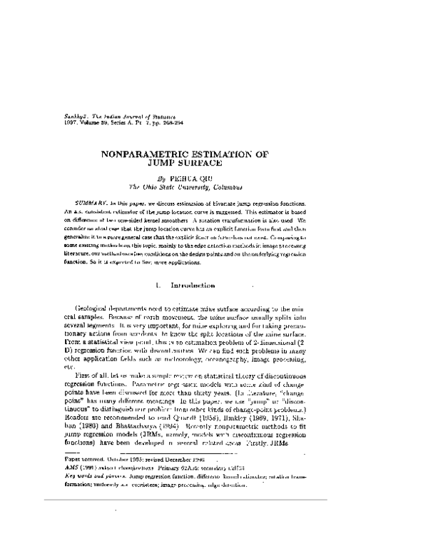 (PDF) Nonparametric Estimation Of Jump Surface