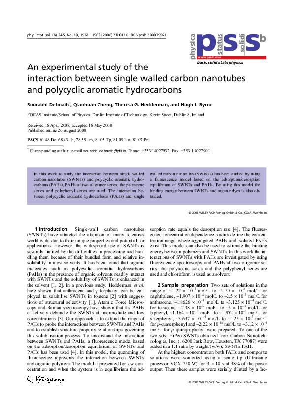(PDF) An experimental study of the interaction between single walled ...