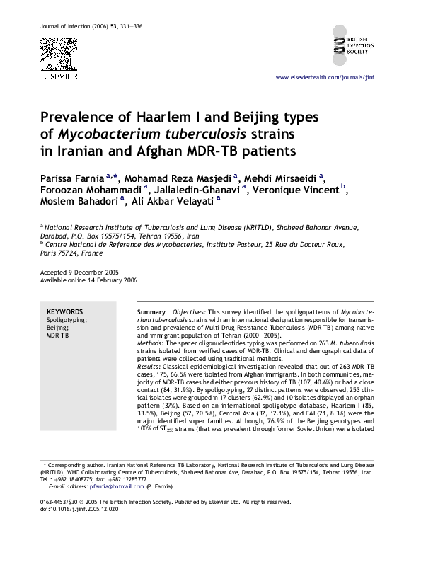 (PDF) Prevalence of Haarlem I and Beijing types of Mycobacterium ...