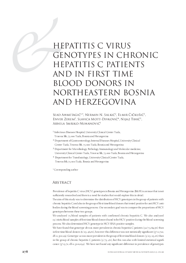 (PDF) Hepatitis C virus genotypes in chronic hepatitis C patients and ...