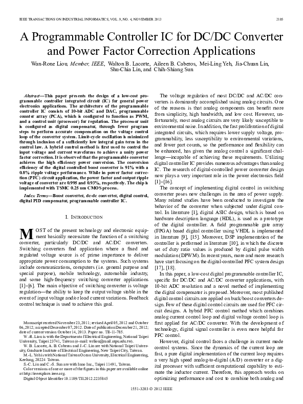 (PDF) A Programmable Controller IC for DC/DC Converter and Power Factor ...