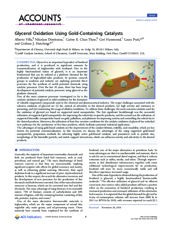 (PDF) Glycerol Oxidation Using Gold-Containing Catalysts