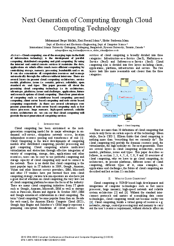 (PDF) Next generation of computing through cloud computing technology