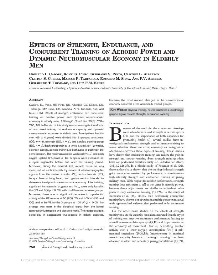 (PDF) Effects of Strength, Endurance, and Concurrent Training on ...