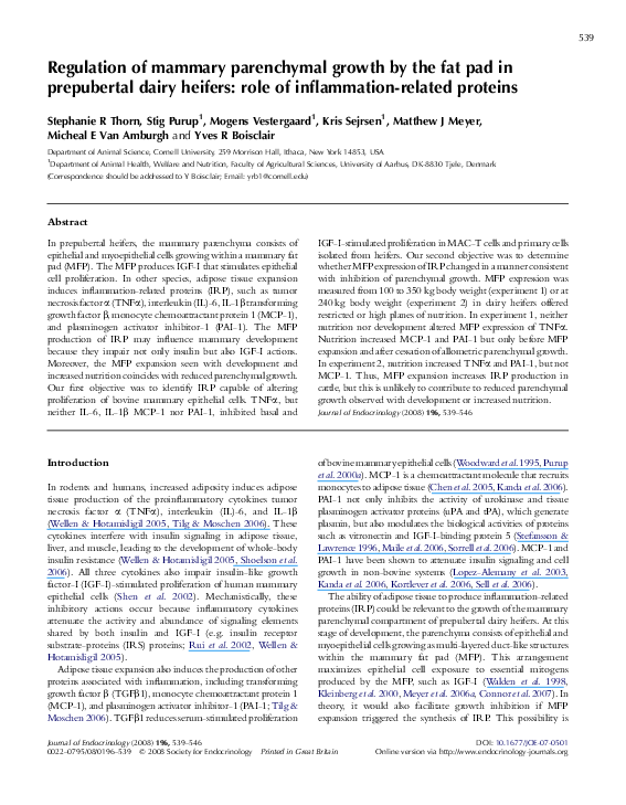 (PDF) Regulation of mammary parenchymal growth by the fat pad in ...