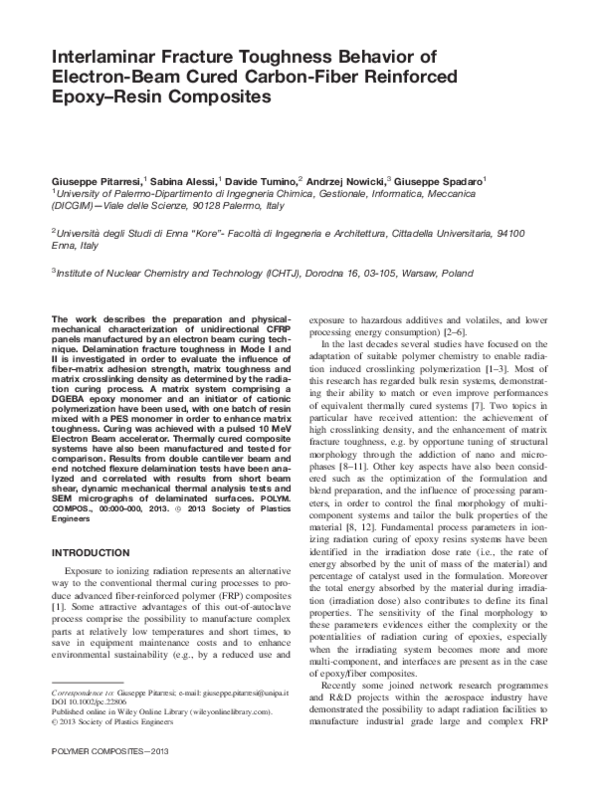 (PDF) Interlaminar fracture toughness behavior of electron-beam cured ...