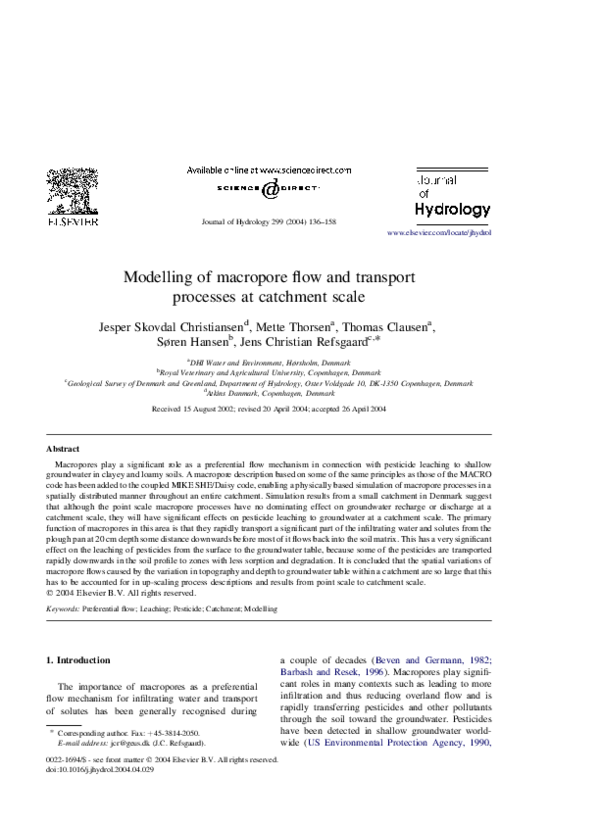 (PDF) Modelling of macropore flow and transport processes at catchment ...
