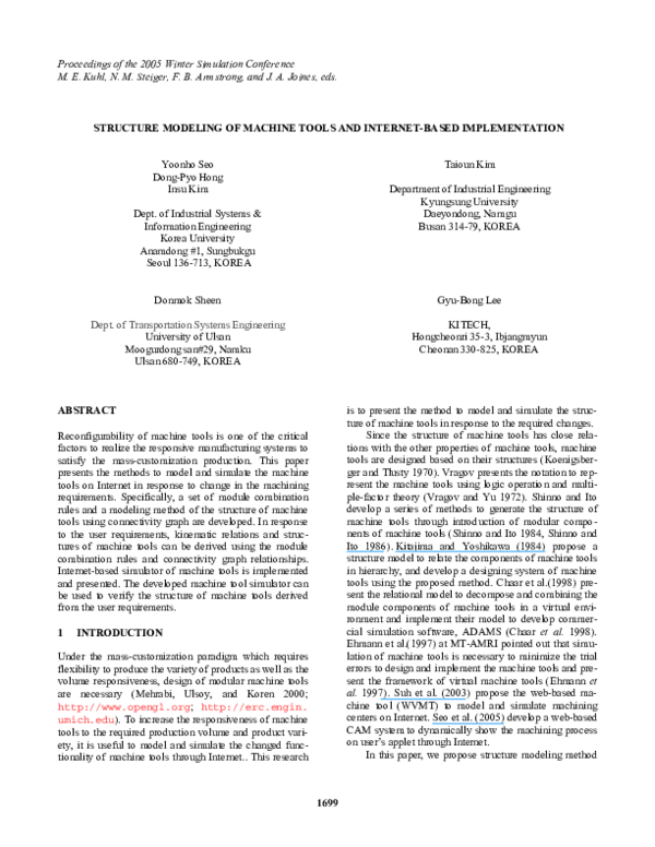 (PDF) Structure Modeling of Machine Tools and Internet-Based Implementation