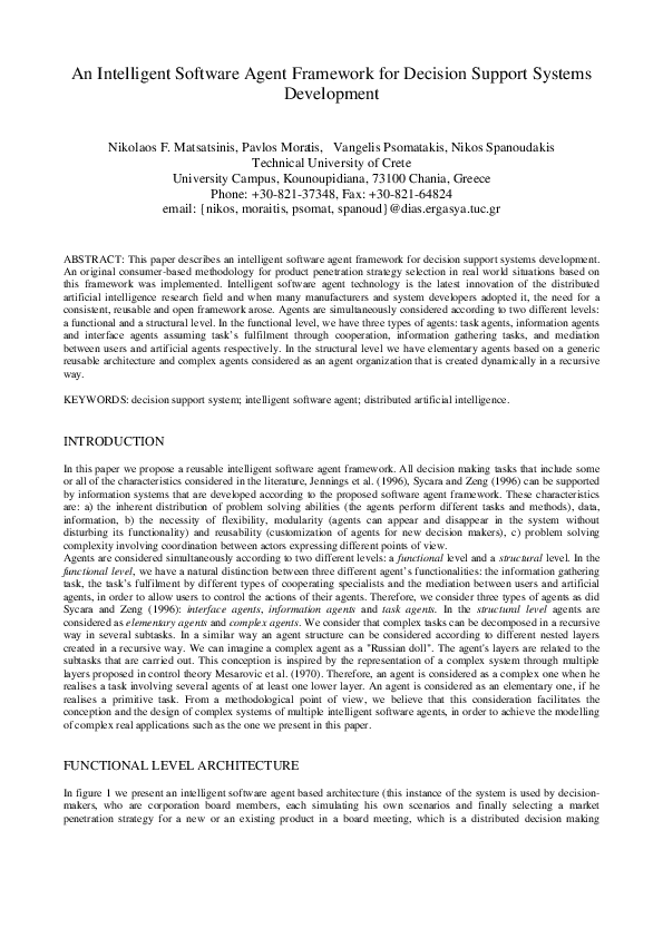 (PDF) An intelligent software agent framework for decision support ...