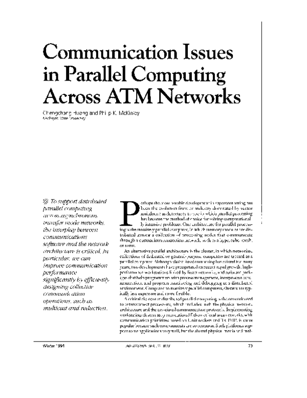 (PDF) Communication issues in parallel computing across ATM networks