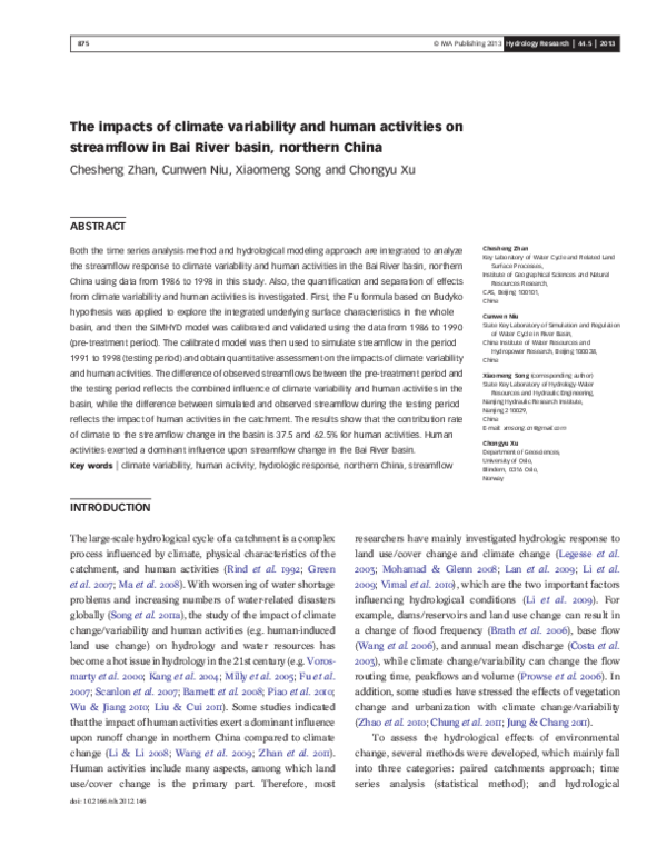 (PDF) The impacts of climate variability and human activities on ...