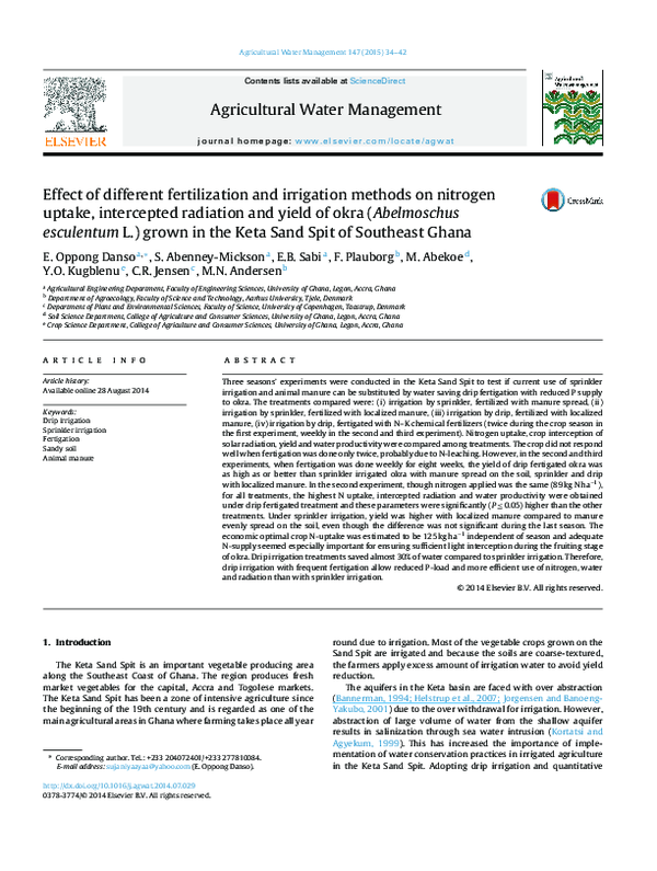(PDF) Effect of different fertilization and irrigation methods on ...