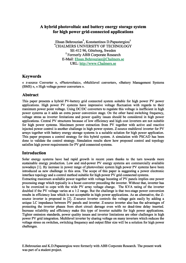 (PDF) A hybrid photovoltaic and battery energy storage system for high ...