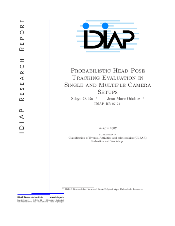 (PDF) Probabilistic Head Pose Tracking Evaluation in Single and ...