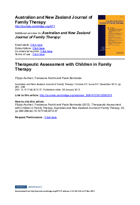 (PDF) Therapeutic Assessment with Children in Family Therapy