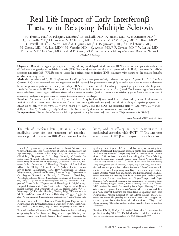 (PDF) Real-life impact of early interferon therapy in relapsing ...