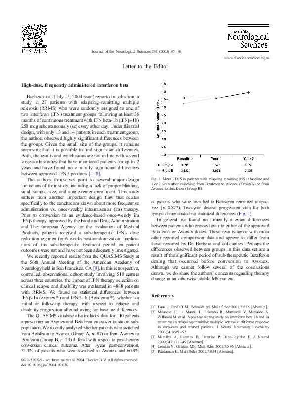 (PDF) High-dose, frequently administered interferon beta therapy for ...