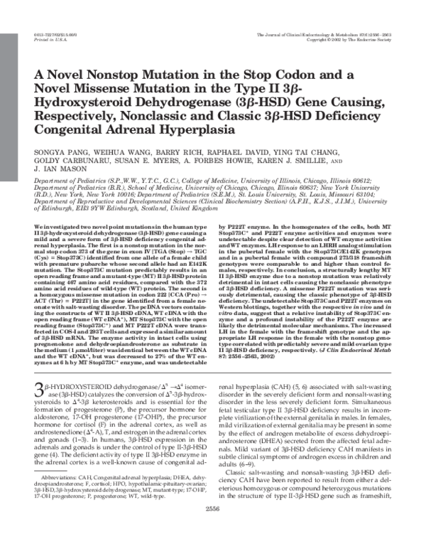(PDF) A Novel Nonstop Mutation in the Stop Codon and a Novel Missense ...