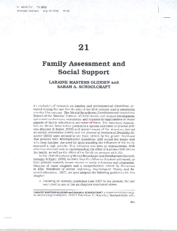 (PDF) Family Assessment and Social Support