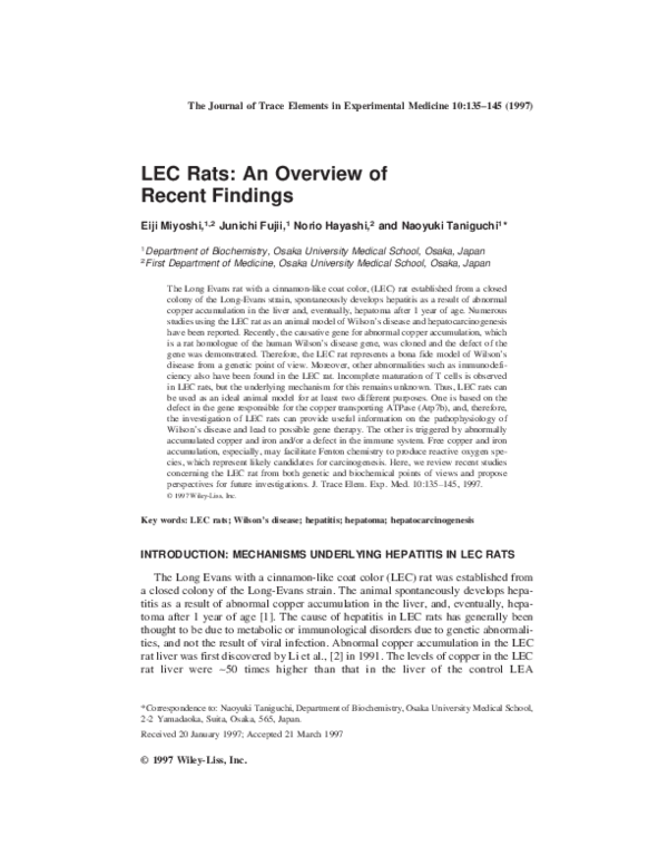 (PDF) LEC rats: An overview of recent findings
