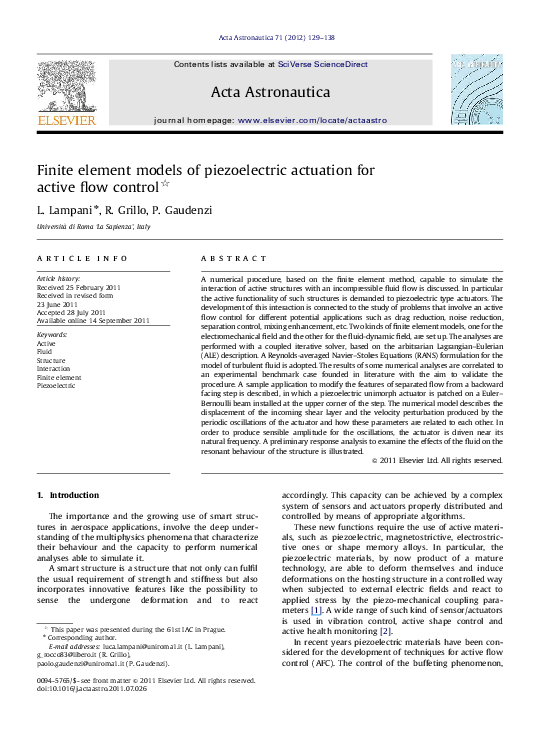(PDF) Finite element models of piezoelectric actuation for active flow ...