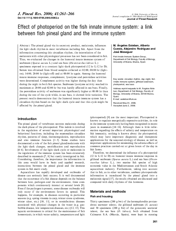 (PDF) Effect of photoperiod on the fish innate immune system a link