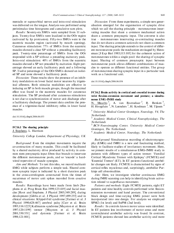 (PDF) FC16.2 Brain activity in cortical and essential tremor during ...