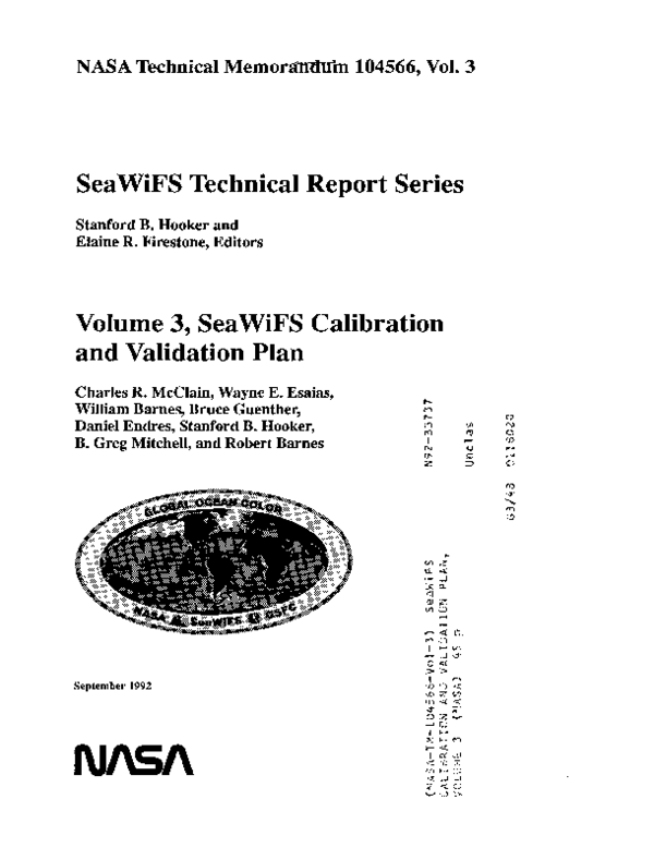(PDF) SeaWiFS calibration and validation plan, volume 3