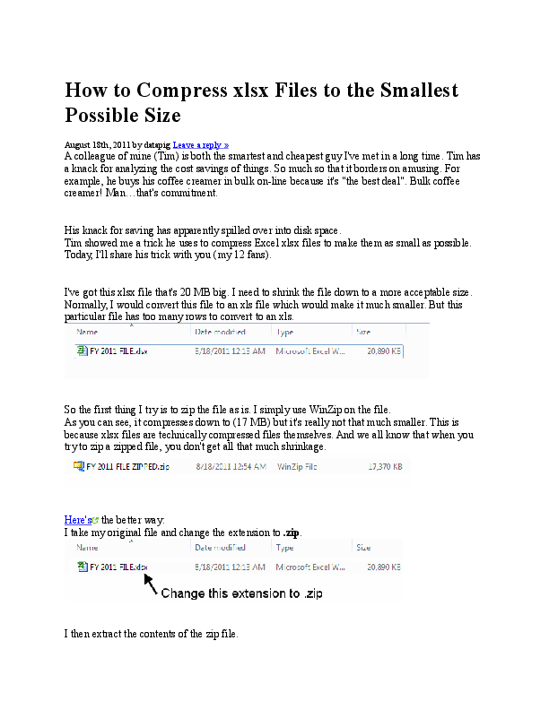 (DOC) How to Compress xlsx Files to the Smallest Possible Size