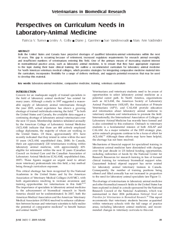 (PDF) Perspectives on Curriculum Needs in LaboratoryAnimal Medicine