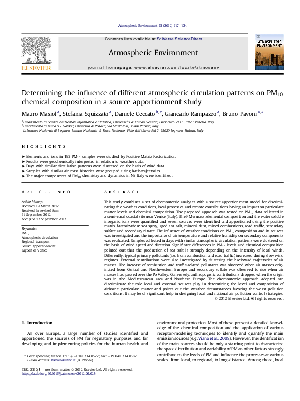 (PDF) Determining the influence of different atmospheric circulation ...