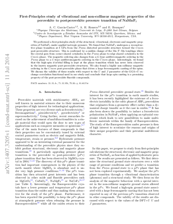(PDF) First-principles study of vibrational and noncollinear magnetic ...