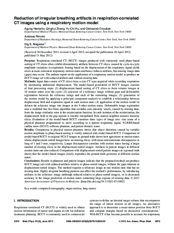 (PDF) Reduction of irregular breathing artifacts in respiration