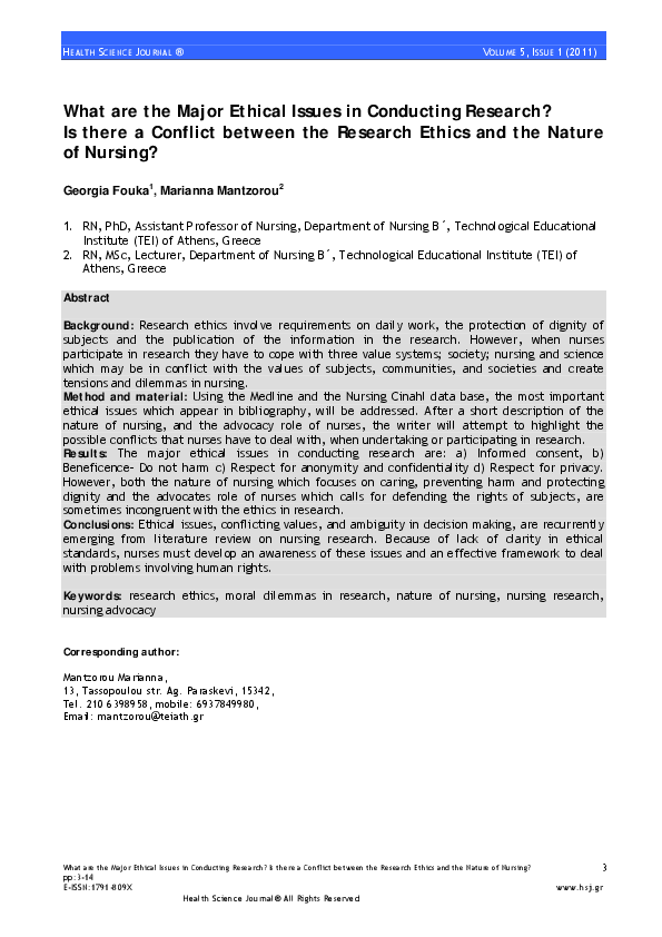 Conflict between research and ethics paper