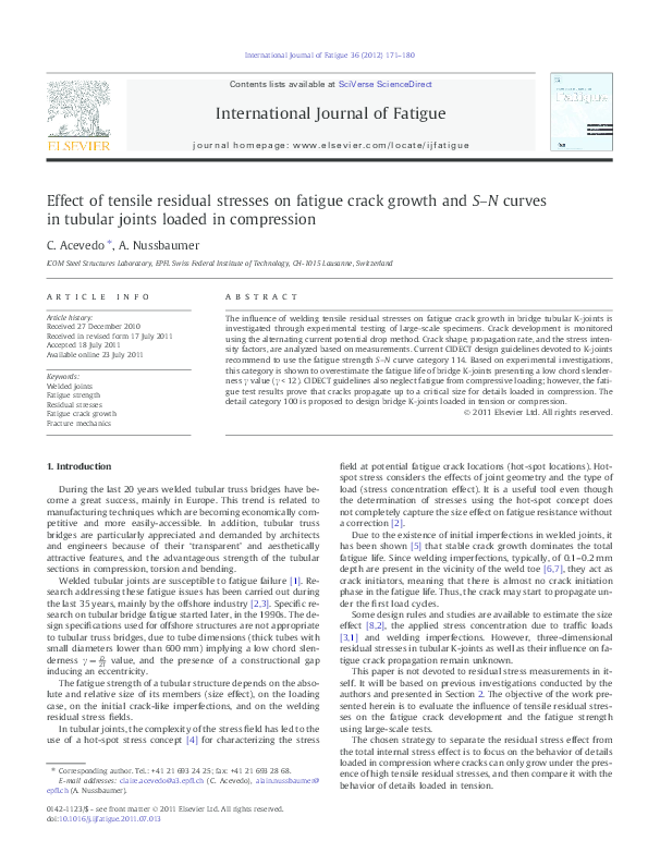 (PDF) Effect of tensile residual stresses on fatigue crack growth and S ...