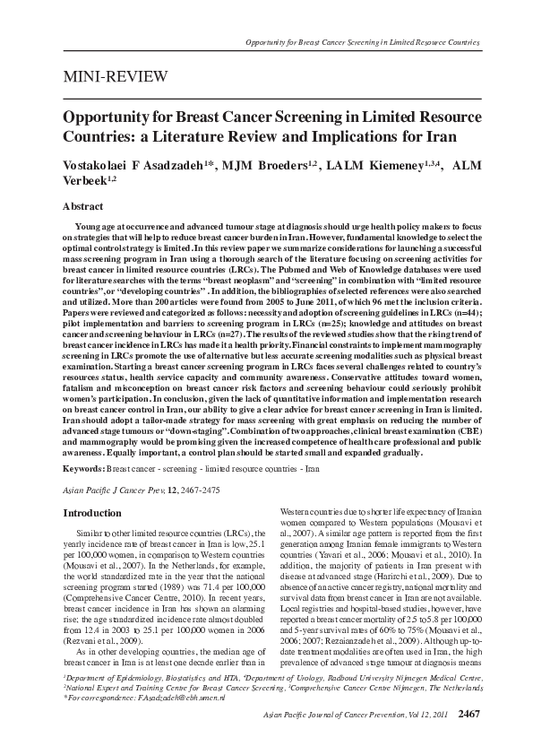 (PDF) Opportunity for breast cancer screening in limited resource ...