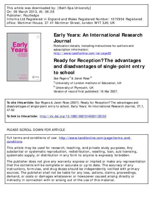 (PDF) Ready for Reception? The advantages and disadvantages of single ...