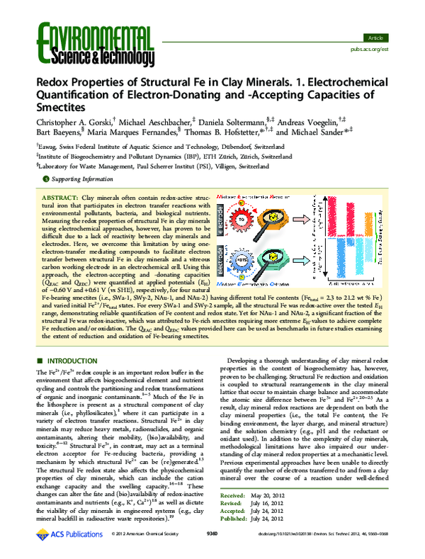 (PDF) Redox Properties of Structural Fe in Clay Minerals. 1 ...