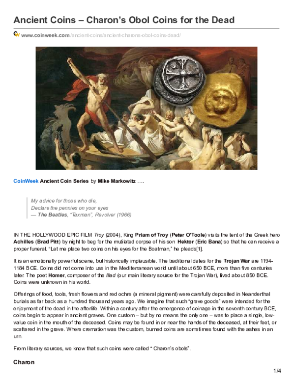 (PDF) Charon's Obol: Coins for the Dead