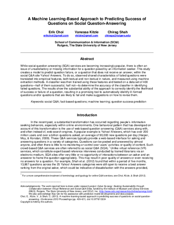 (PDF) A machine learning-based approach to predicting success of ...
