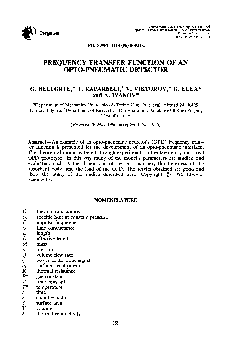 (PDF) Frequency transfer function of an opto-pneumatic detector