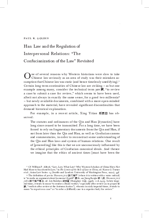 (PDF) Han Law and the Regulation of Interpersonal Relations: 