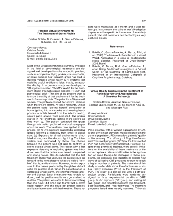 (PDF) Virtual Reality Exposure in the Treatment of Panic Disorder With