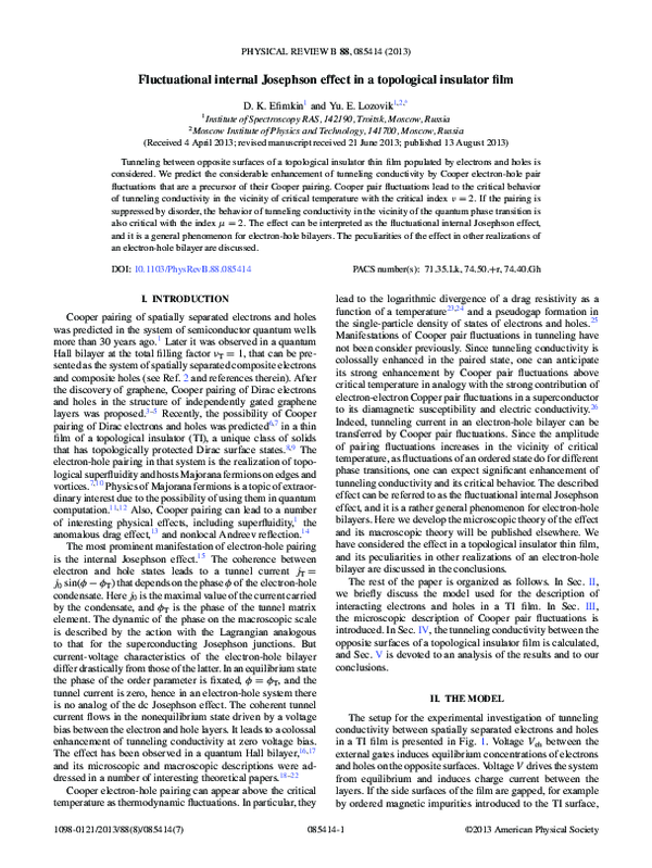 (PDF) Fluctuational internal Josephson effect in a topological ...