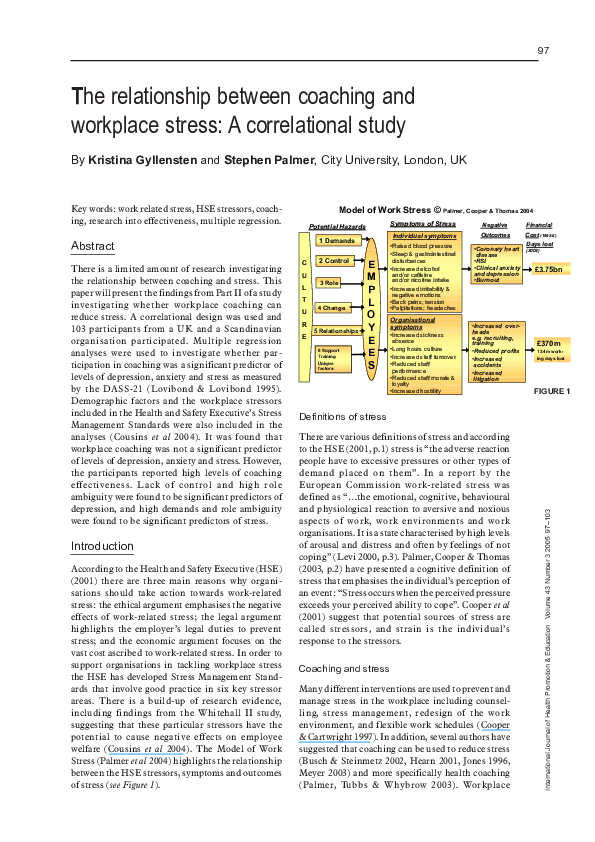 (PDF) The relationship between coaching and workplace stress: A ...