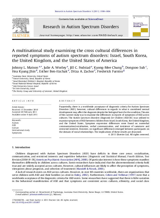 (PDF) A multinational study examining the cross cultural differences in ...