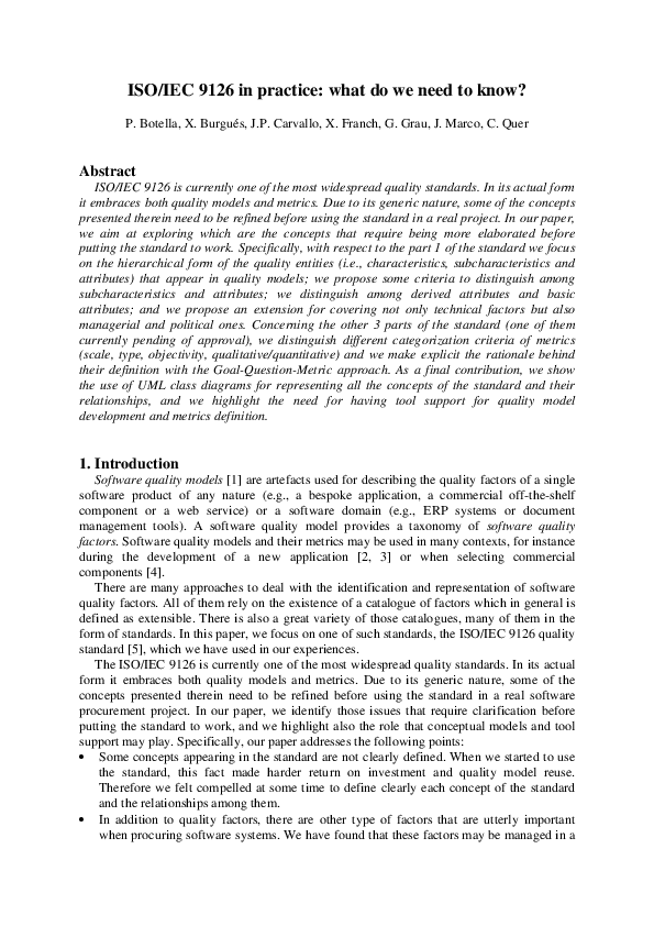 (PDF) ISO/IEC 9126 in practice: what do we need to know?
