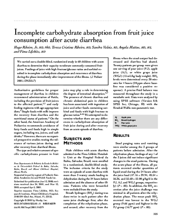(PDF) carbohydrate absorption from fruit juice consumption